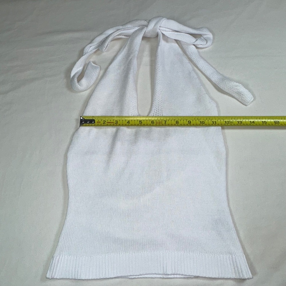 525 America Women's Knit Halter Top White Sleeveless Tie Back Small NWT A0886 - Picture 9 of 9